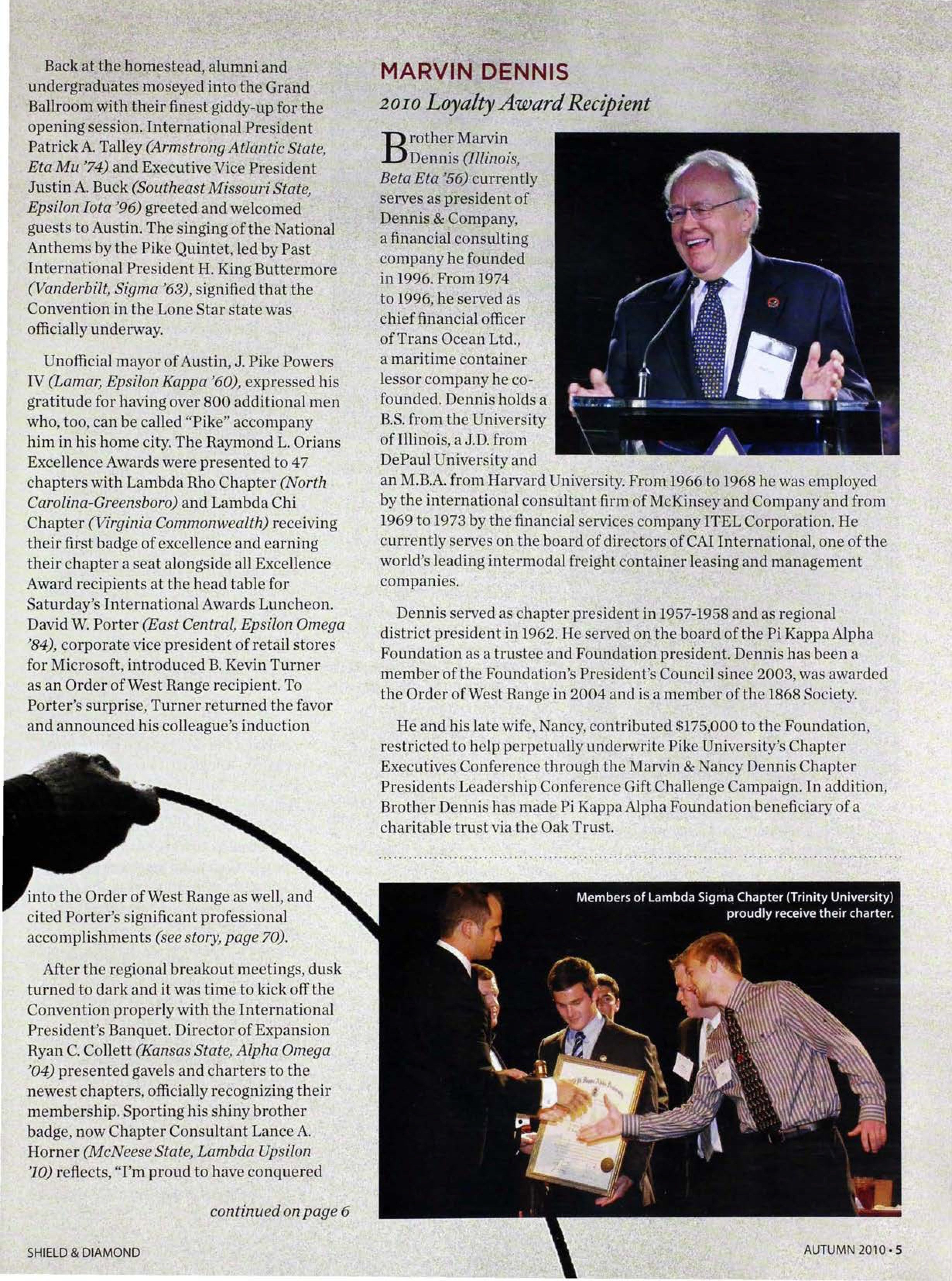 Marvin Dennis 2010 Loyalty Award Recipient